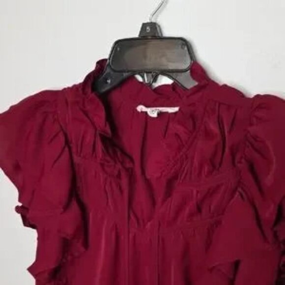 Entro Ruffle Sleeve Blouse in Deep Red Size Small - Picture 3 of 6